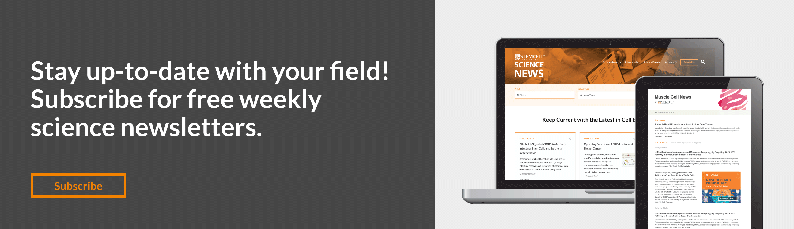 Stay up-to-date with your field! Subscribe for free weekly science newsletters